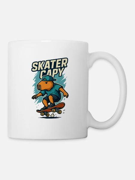 Skater Capy – Cool Capybara Skate - Mug blanc - blanc