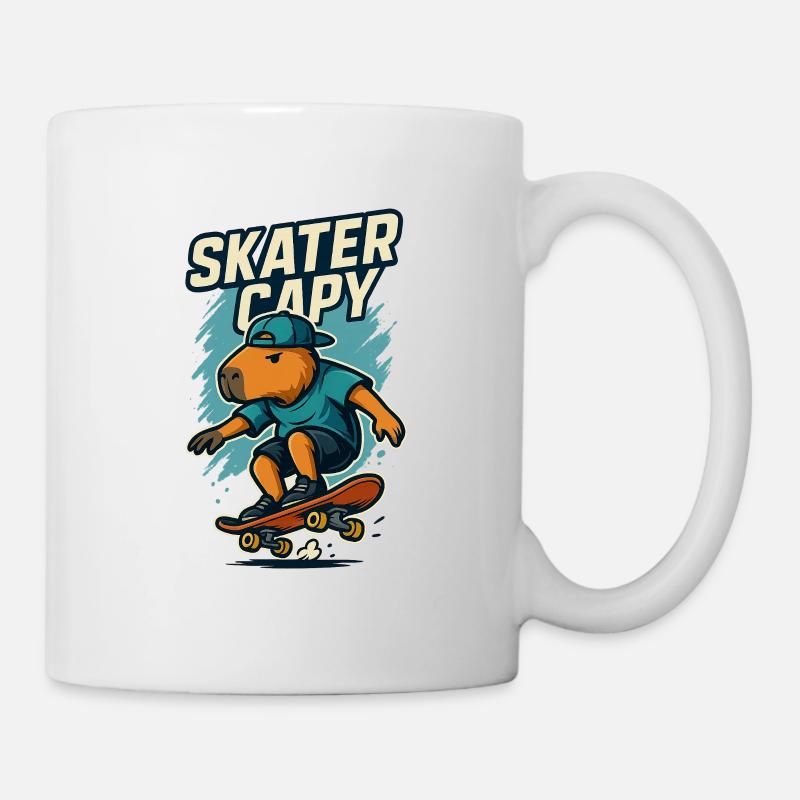 Skater Capy – Cool Capybara Skate - Mug blanc - blanc