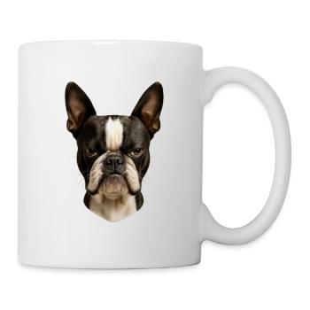 Boston Terrier Kopf Porträt - Tasse - Weiß - Rechts