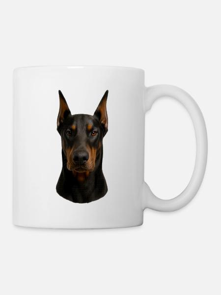 Dobermann Kopfporträt - Tasse - Weiß