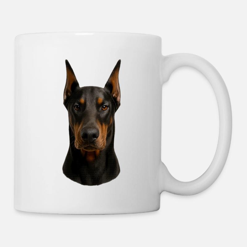 Dobermann Kopfporträt - Tasse - Weiß