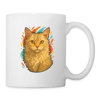 Chat LaPerm avec fond vibrant - Mug blanc - blanc - Droite