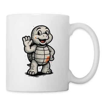 Children's Motif: Waving Turtle Cartoon - Mug - white - Right