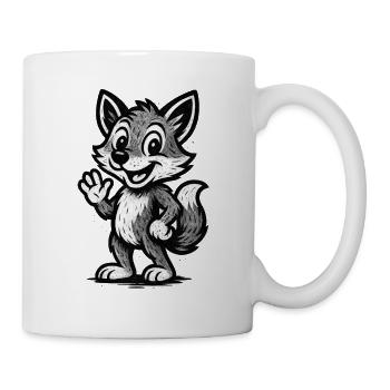 Children's motif: Waving fox wolf - Mug - white - Right