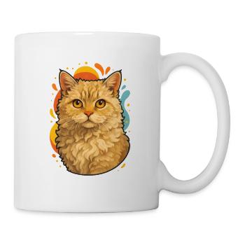 Selkirk Rex Katze in bunter Pop Art - Tasse - Weiß - Rechts