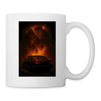 Zerfetzte Zeit: Auto im Feuer - Tasse - Weiß - Rechts