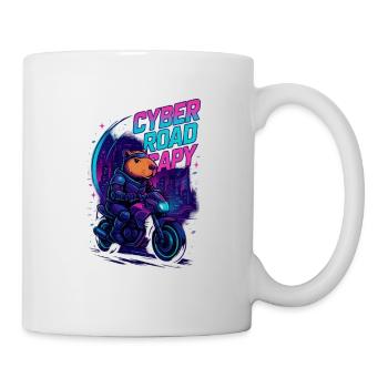 Cyber Road Capy – Futuristic Capybara Rider - Tasse - Weiß - Rechts