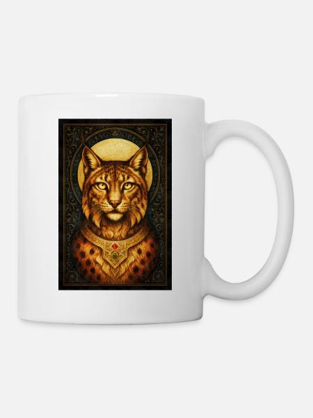 Royal lynx with golden diadem - Mug - white