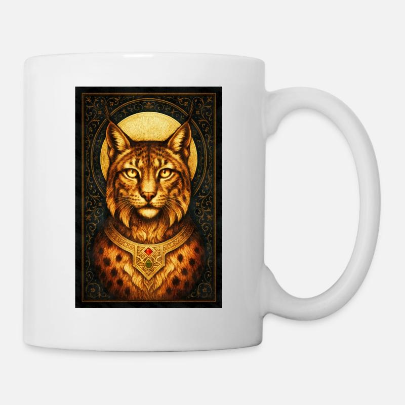 Lynx royal avec diadème doré - Mug blanc - blanc