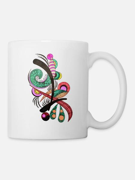 Abstrakte Farbspiralen - Tasse - Weiß