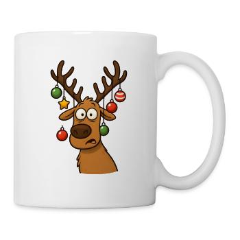 Hirsch Rudolph Frohe Weihnachten süß - Tasse - Weiß - Rechts