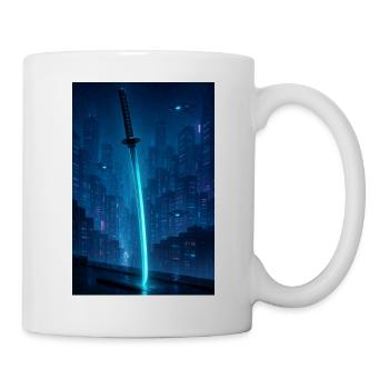 Katana néon au-dessus de Rain City - Mug blanc - blanc - Droite