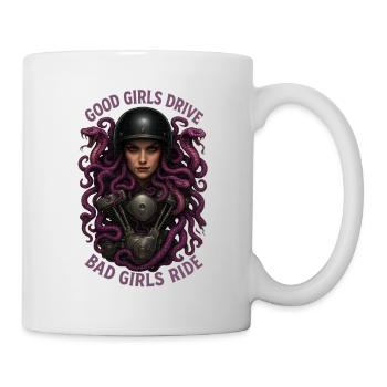 Medusa Bikerin Bad Girls Ride - Tasse - Weiß - Rechts