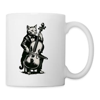 Violoncelliste chat en smoking - Mug blanc - blanc - Droite