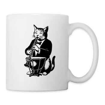 Chat musicien clarinette - Mug blanc - blanc - Droite