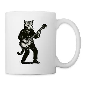 Katzen-Gitarrist im Anzug mit Gitarre - Tasse - Weiß - Rechts