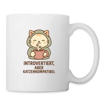 Introvertiert, aber katzenkompatibel - Tasse - Weiß - Rechts
