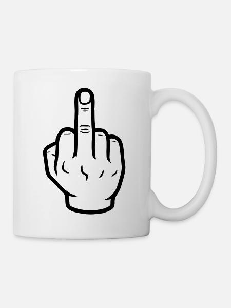 Hand Mittelfinger - Tasse - Weiß
