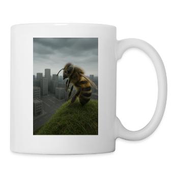 Giant bee over city roof - Mug - white - Right