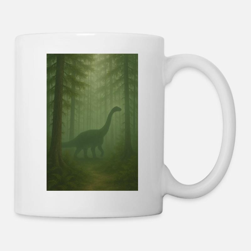 Nebelwald Dino im Urwald - Tasse - Weiß