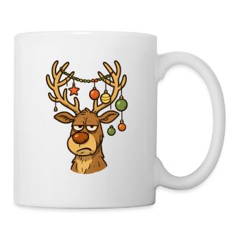 Weihnachts Hirsch mit Ornamenten - Tasse - Weiß - Rechts