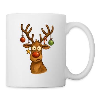 Cerf avec boules de Noël - Mug blanc - blanc - Droite