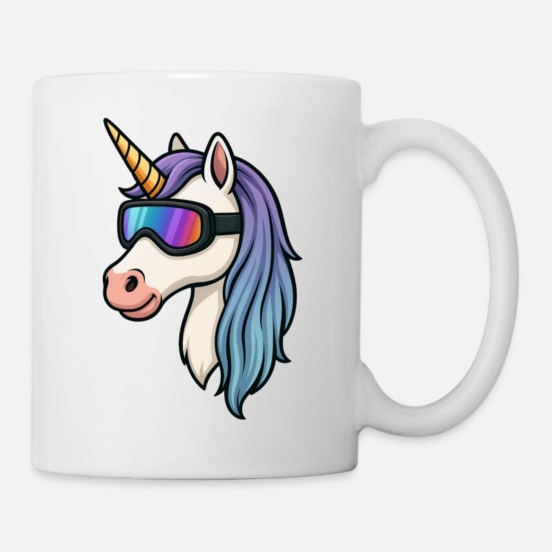 Unicorn with cool ski goggles - Mug - white