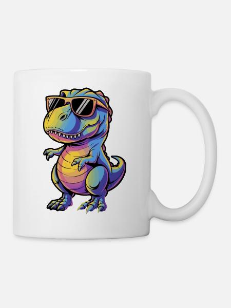Cooler Dinosaur Mit Sonnenbrille - Tasse - Weiß