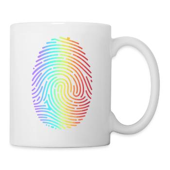 Empreinte digitale arc-en-ciel colorée - Mug blanc - blanc - Droite