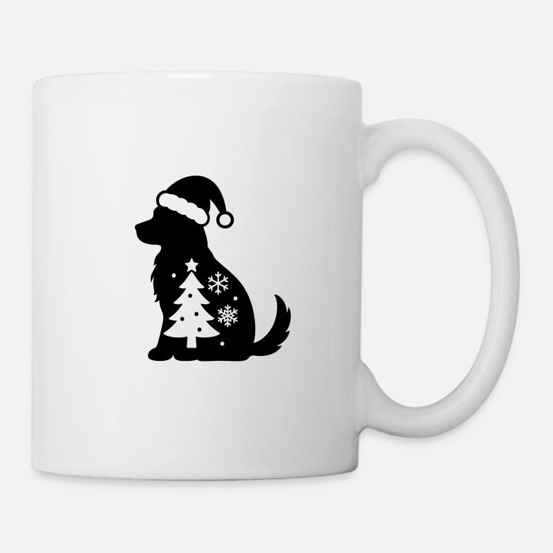 Deux flocons de neige sur fond noir - Mug blanc - blanc