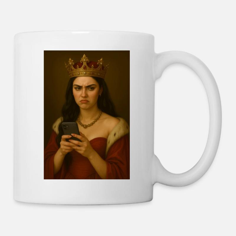 Königliche Frustration am Smartphone - Tasse - Weiß