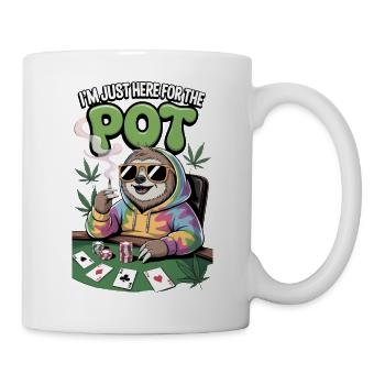 Lustig Ich bin wegen des Pots hier Lustig Poker Weed Faultier - Tasse - Weiß - Rechts