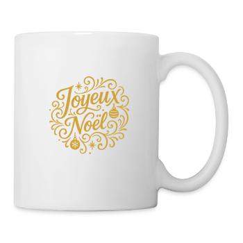 Joyeux Noël doré sur noir - Mug blanc - blanc - Droite
