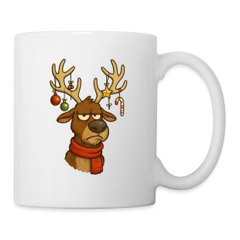 Genervtes Rentier zu Weihnachten - Tasse - Weiß - Rechts