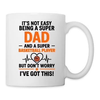 Herz + Basketball – Super Papa Basketballspieler - Tasse - Weiß - Rechts