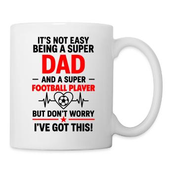 Herz + Fußball – Super Papa Fußballspieler - Tasse - Weiß - Rechts