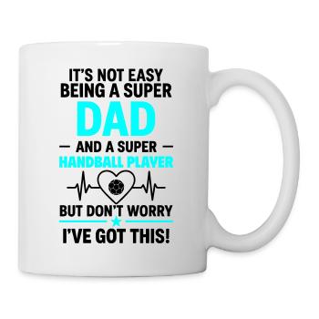 Herz + Handball – Super Papa Handballspieler - Tasse - Weiß - Rechts