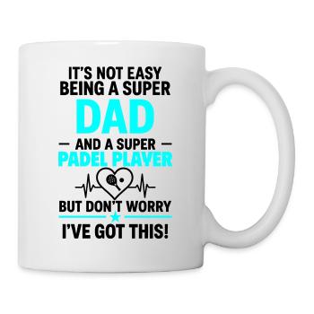 Herz + Padel – Super Papa Padelspieler - Tasse - Weiß - Rechts