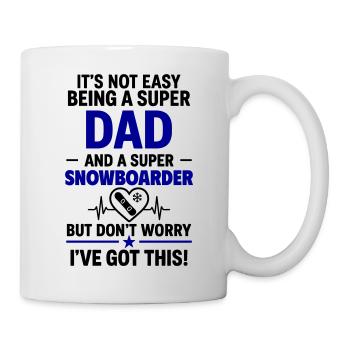 Herz + Snowboard – Super Papa Snowboarder - Mug - white - Right