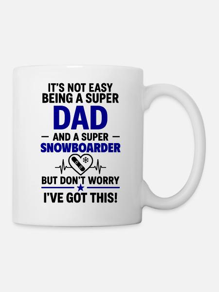 Herz + Snowboard – Super Papa Snowboarder - Mug blanc - blanc
