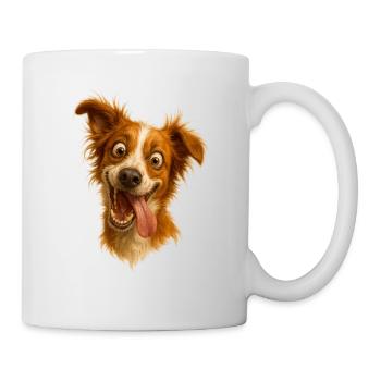 Laughing dog with tongue - Mug - white - Right