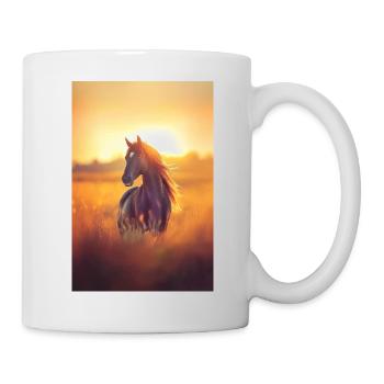 Pferd mit Sonnenuntergang - Tasse - Weiß - Rechts