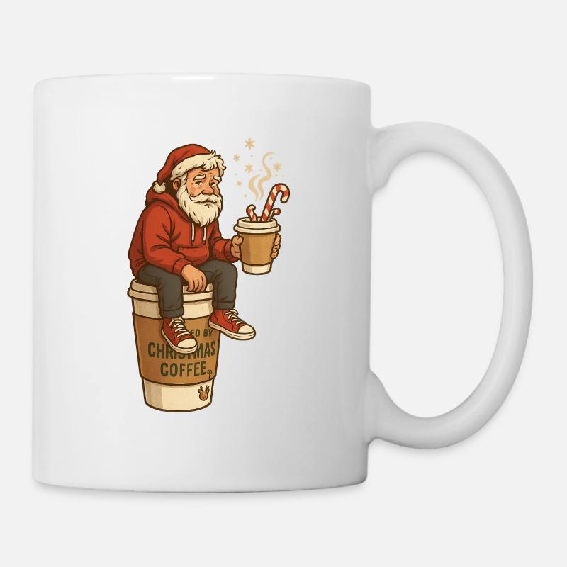 Dessin animé du Père Noël Pause Café - Mug blanc - blanc