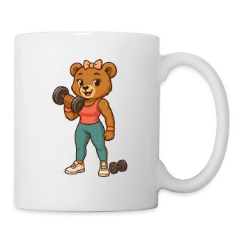 Cute Fitness Teddy Bear – Strong & Sweet Gym Girl  - Tasse - Weiß - Rechts