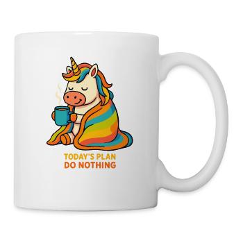 Lazy Unicorn – Der heutige Plan, nichts zu tun T-Shirt - Tasse - Weiß - Rechts