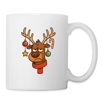 Annoyed reindeer with Christmas decoration - Mug - white - Right