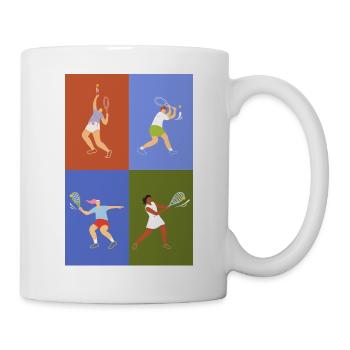 Tennisspieler auf verschiedenen Tennisplätzen - Tasse - Weiß - Rechts