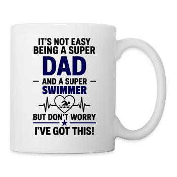Herz + Schwimmen – Super Papa Schwimmer - Tasse - Weiß - Rechts