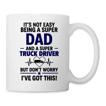 Herz + LKW-Fahrer – Super Papa Berufskraftfahrer - Tasse - Weiß - Rechts