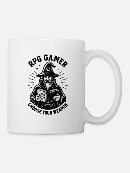 RPG Gamer : Grimoire et dés - Mug blanc - blanc